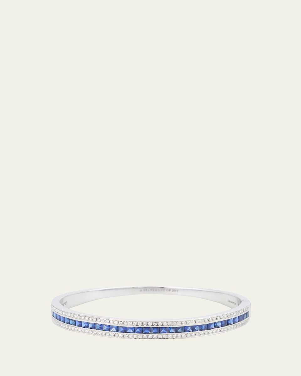 The Union Diamond and Blue Sapphire Bangle Bracelet